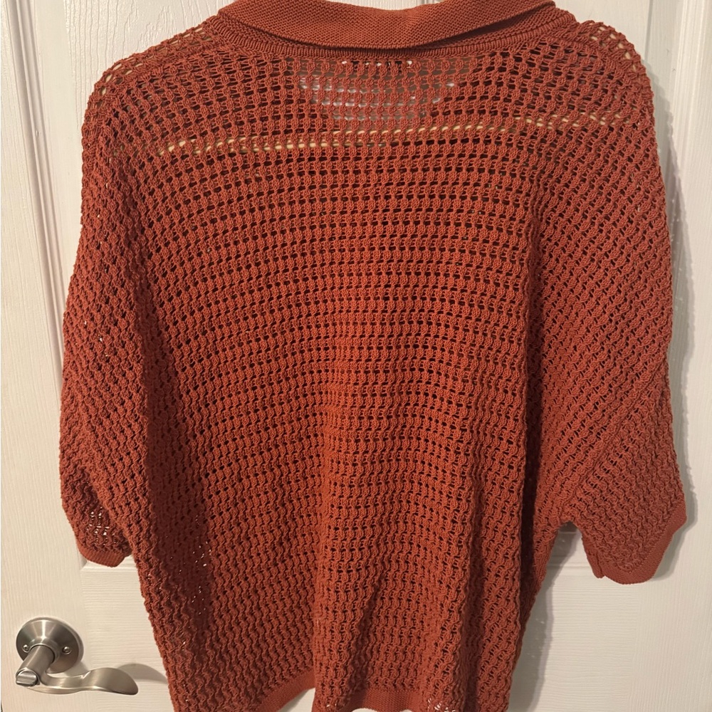 Madewell Rust Knit Cropped Polo Cardigan - Picture 4 of 4